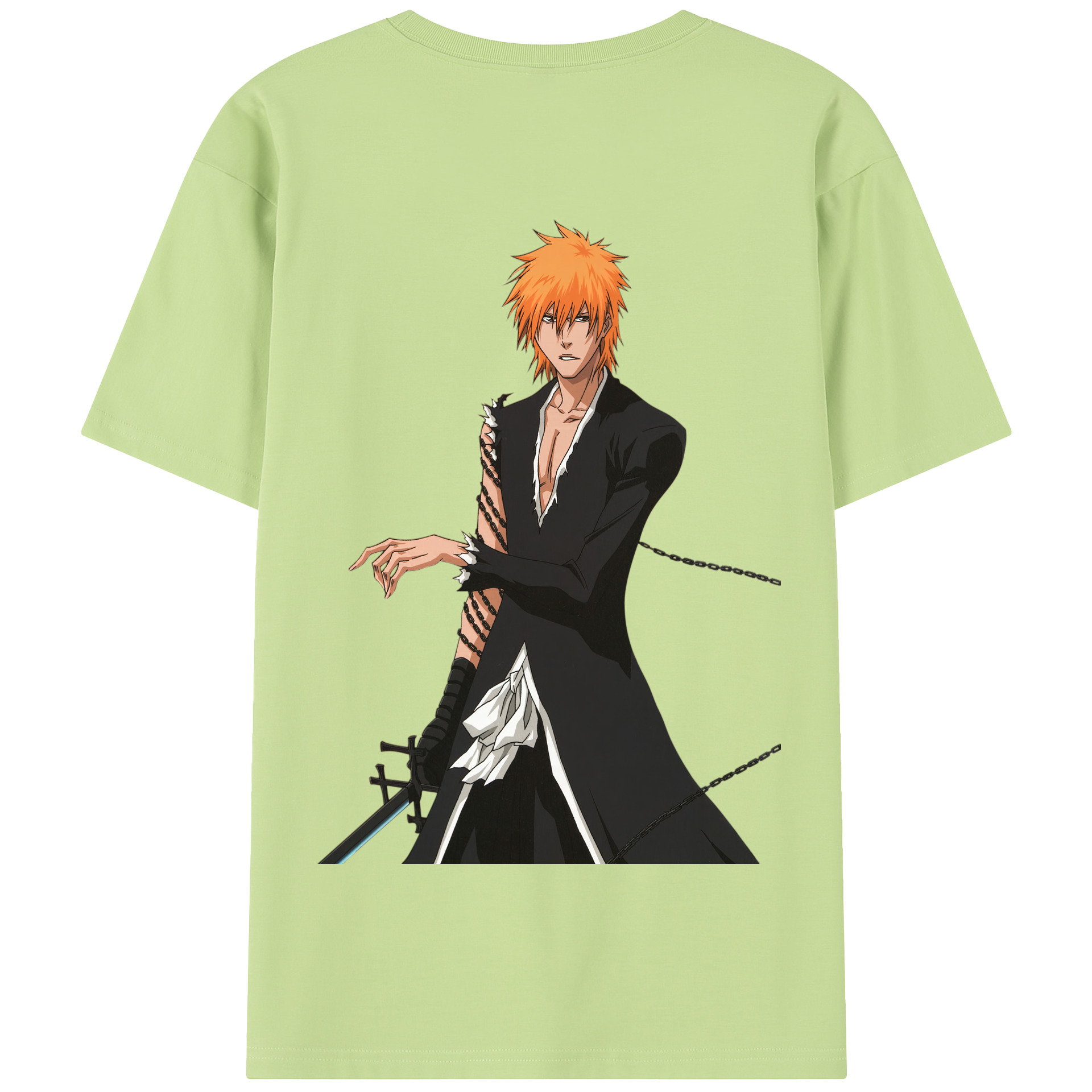 （画像用） ブリーチ 黒崎一護（くろさき いちご）BLEACH Kurosaki Ichigo 綿100％半袖Tシャツ（背面プリント）